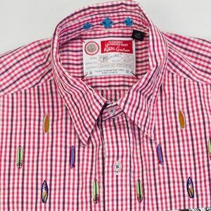 Robert Graham the Freshly Laundered Shirt Surfboards Mens Large Multi Red Check